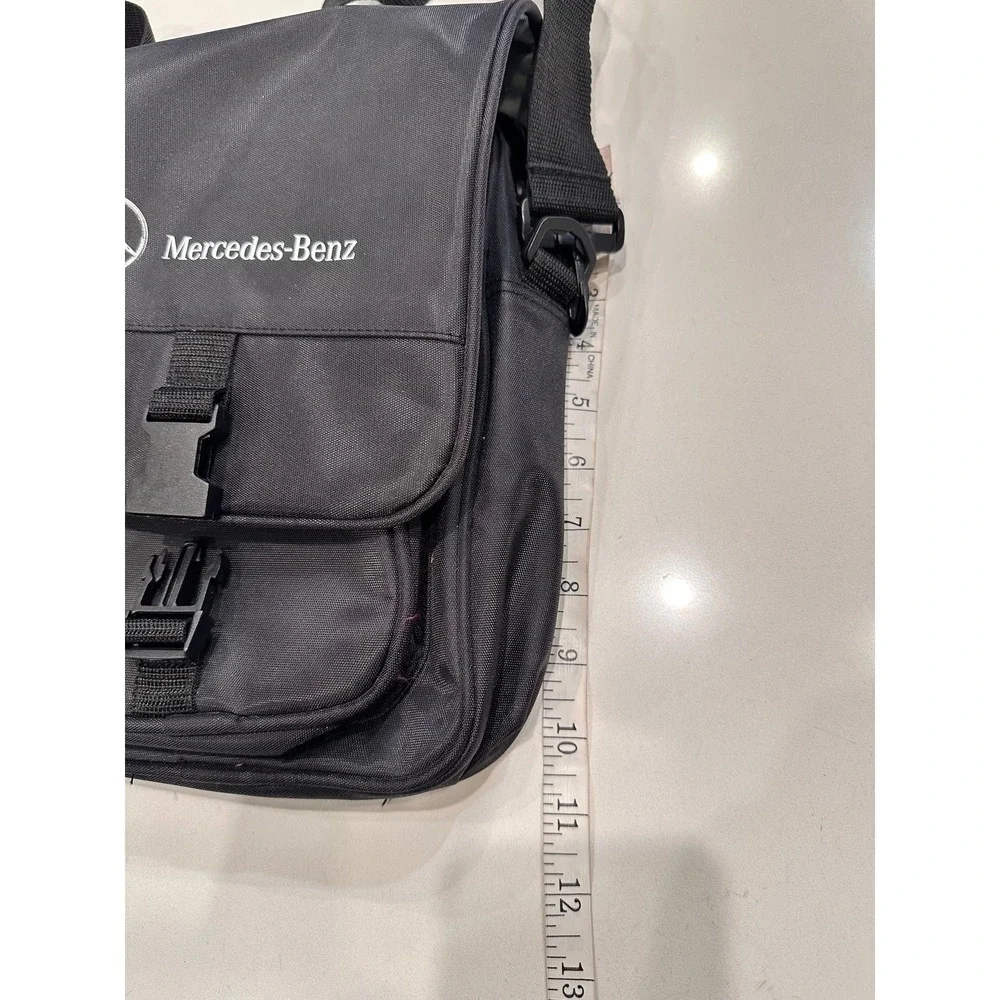 Mercedes-Benz Black Canvas Crossbody Messenger Bag Buckle Flap Travel‎ Satchel